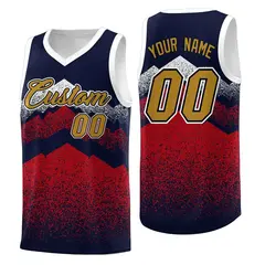 Navy Red Mountain Fade Gradient Fashion Basketball Jersey 1