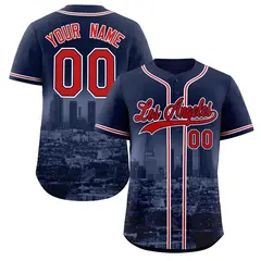 Navy Red-Navy Los Angeles City Skyline Baseball Jersey 1