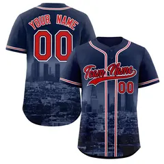 Navy Red-Navy Los Angeles City Skyline Baseball Jersey 1