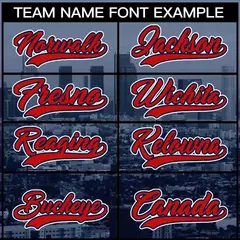 Navy Red-Navy Los Angeles City Skyline Baseball Jersey 3