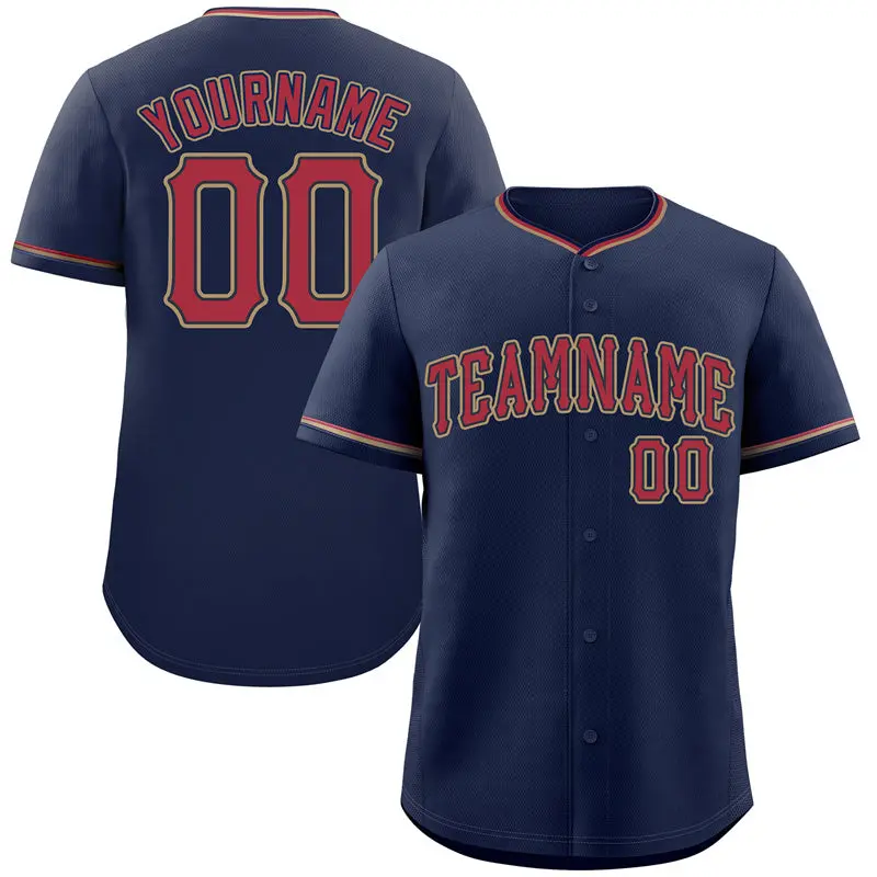 Navy Red-Old Gold Classic Style Baseball Jersey