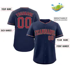 Navy Red-Old Gold Classic Style Baseball Jersey 2