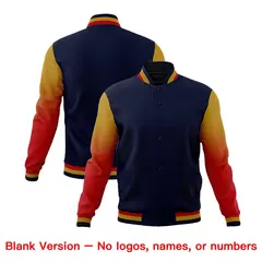 Navy Red Old Gold Gradient Raglan Varsity Letterman Jacket 7