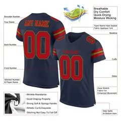 Navy Red-Old Gold Mesh Football Jersey 2