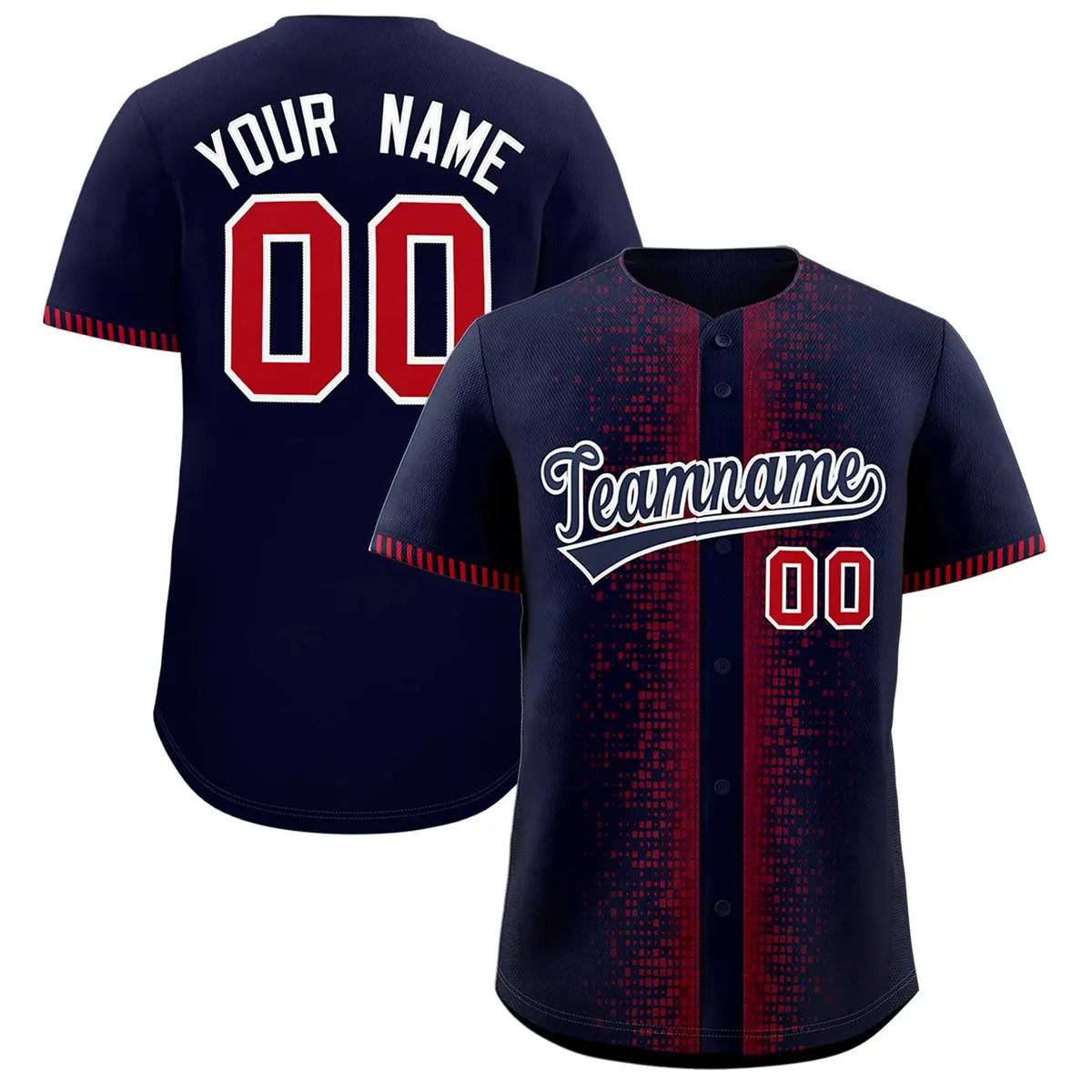 Navy Red Phonetic Rhythm Authentic Baseball Jersey