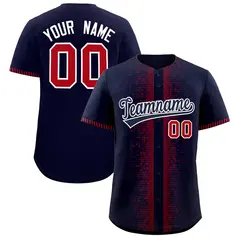 Navy Red Phonetic Rhythm Authentic Baseball Jersey 1