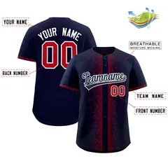 Navy Red Phonetic Rhythm Authentic Baseball Jersey 2
