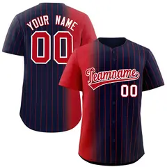 Navy Red Pinstripe Gradient Baseball Jersey 1