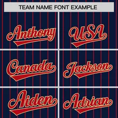 Navy Red Pinstripe Raglan Full-Snap Letterman Baseball Jacket 3