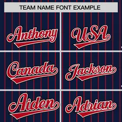 Navy Red Pinstripe Raglan Full-Snap Letterman Baseball Jacket 3