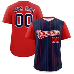 Navy Red Pinstripe Two-Tone Authentic Baseball Jersey 1
