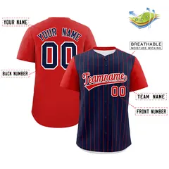 Navy Red Pinstripe Two-Tone Authentic Baseball Jersey 2