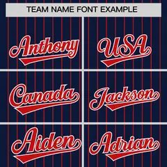 Navy Red Pinstripe Two-Tone Authentic Baseball Jersey 3