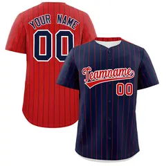 Navy Red Pinstripe Two-Tone Authentic Baseball Jersey 1