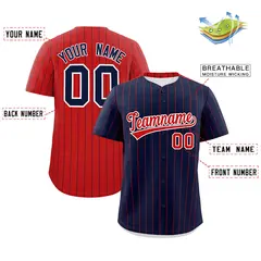 Navy Red Pinstripe Two-Tone Authentic Baseball Jersey 2
