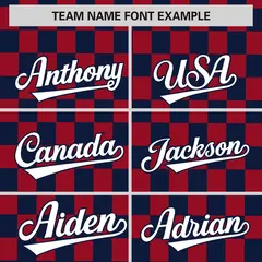 Navy Red Plaid Fashion Authentic Baseball Jersey 3
