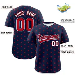 Navy Red Polka Dot Graffiti Authentic Baseball Jersey 2