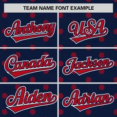 Navy Red Polka Dot Graffiti Authentic Baseball Jersey 3
