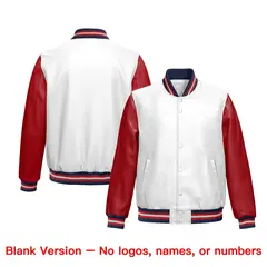 Navy Red Raglan Full-Snap Faux Leather Letterman Jacket 6