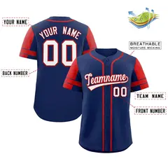 Navy Red Raglan Sleeve Authentic Baseball Jersey 2