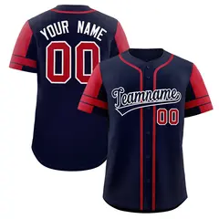 Navy Red Raglan Sleeve Authentic Baseball Jersey 1
