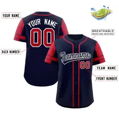 Navy Red Raglan Sleeve Authentic Baseball Jersey 2