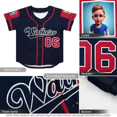 Navy Red Raglan Sleeve Authentic Baseball Jersey 5