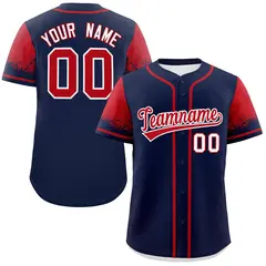 Navy Red Raglan Sleeves Authentic Baseball Jersey 1