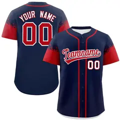 Navy Red Raglan Sleeves Authentic Baseball Jersey 1
