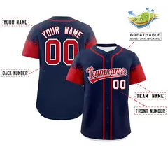 Navy Red Raglan Sleeves Authentic Baseball Jersey 2