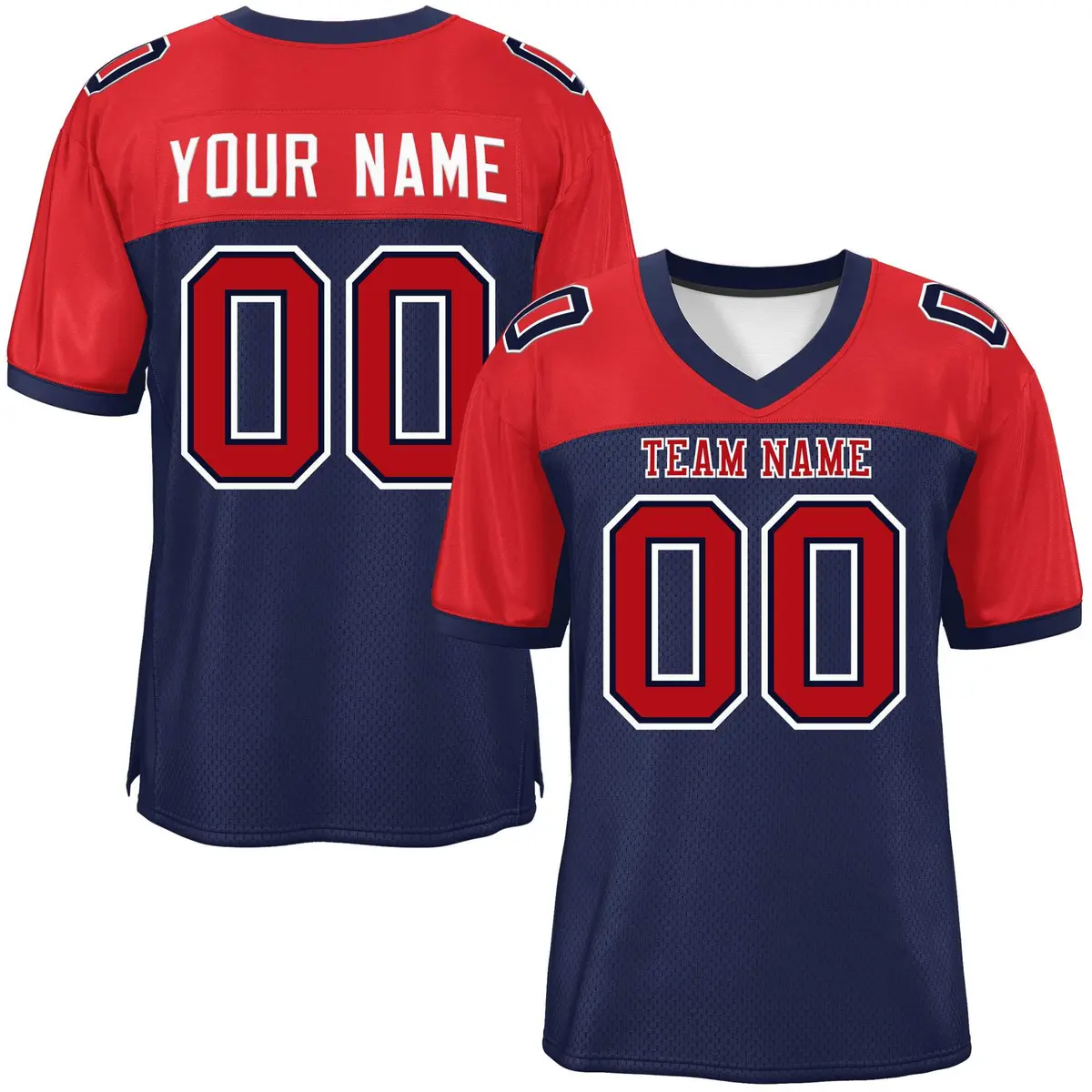 Navy-Red Raglan Sleeves Authentic Fashion Football Jersey