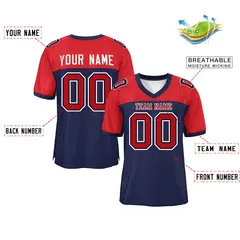 Navy-Red Raglan Sleeves Authentic Fashion Football Jersey 2