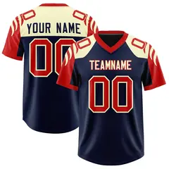 Navy Red Raglan Sleeves Authentic Football Jersey