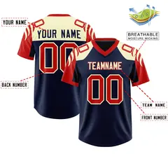 Navy Red Raglan Sleeves Authentic Football Jersey 2