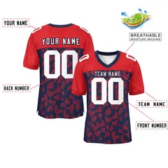 Navy Red Raglan Sleeves Camo Authentic Football Jersey 2