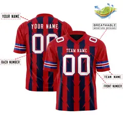 Navy Red Razr Stripe Graffiti Pattern Flag Football Jersey 2