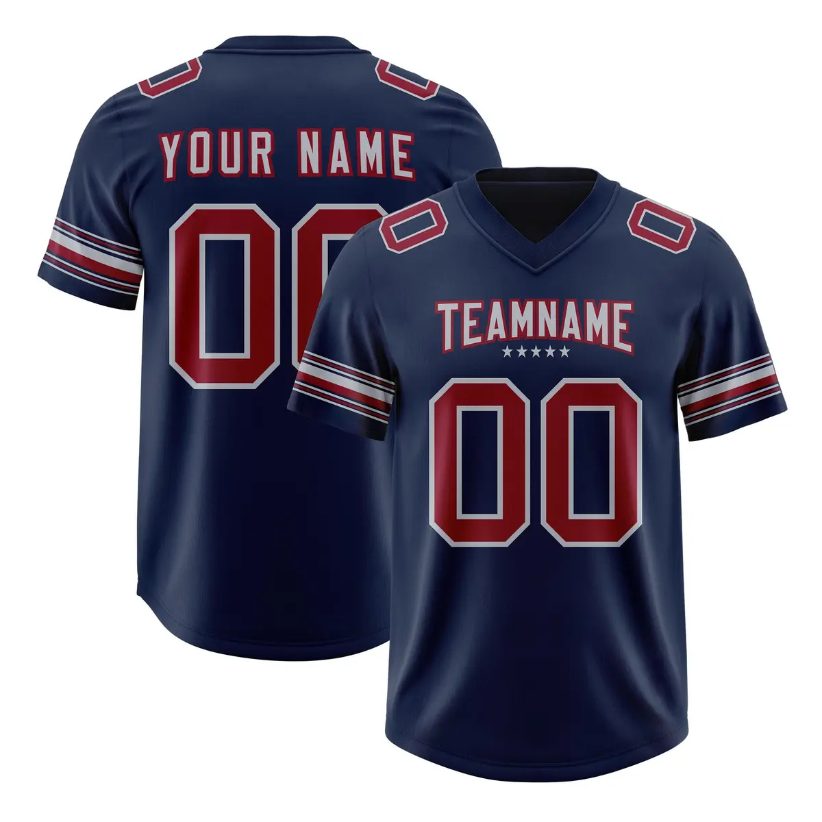 Navy Red Retro Sleeve Line Authentic Football Jersey