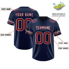 Navy Red Retro Sleeve Line Authentic Football Jersey 2