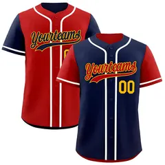 Navy Red Reversible Raglan Sleeves Baseball Jersey 1