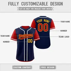 Navy Red Reversible Raglan Sleeves Baseball Jersey 3
