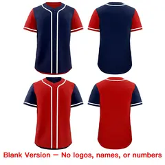Navy Red Reversible Raglan Sleeves Baseball Jersey 9