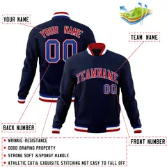 Navy Red-Royal Classic Varsity Full-Snap Letterman Jacket 4