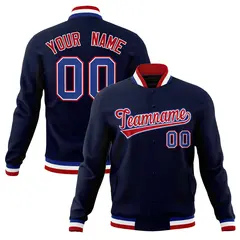 Navy Red-Royal Classic Varsity Full-Snap Letterman Jacket 1
