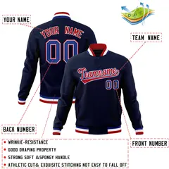 Navy Red-Royal Classic Varsity Full-Snap Letterman Jacket 4