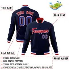 Navy Red-Royal Classic Varsity Full-Snap Letterman Jacket 4