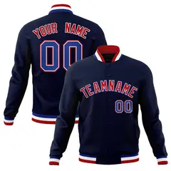 Navy Red-Royal Classic Varsity Full-Snap Letterman Jacket 1
