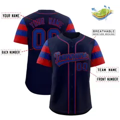 Navy Red Royal Sleeve Flag Lace Baseball Jersey 2
