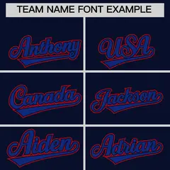 Navy Red Royal Sleeve Flag Lace Baseball Jersey 3
