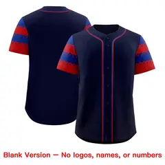 Navy Red Royal Sleeve Flag Lace Baseball Jersey 7
