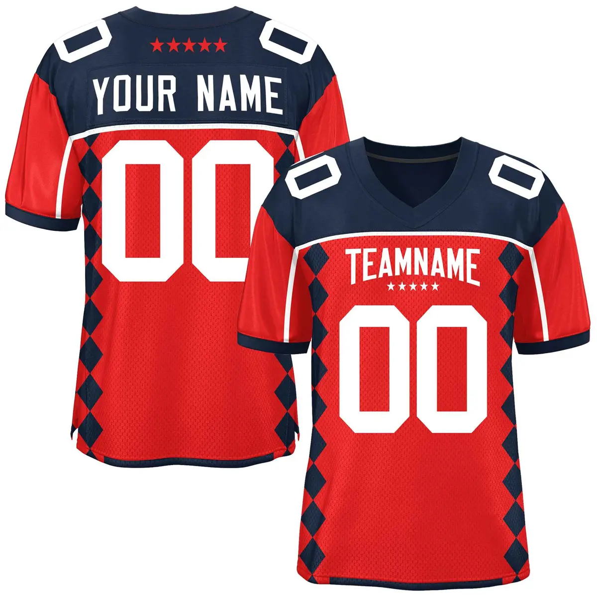 Navy Red Side Blocks Raglan Authentic Football Jersey
